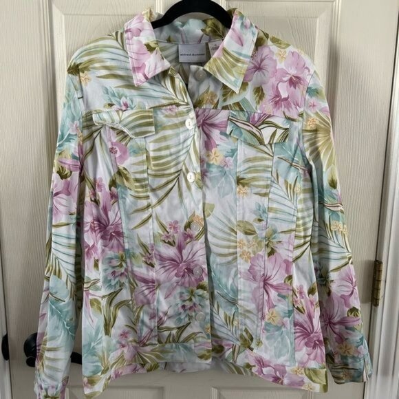 Alfred Dunner Sz 10 Floral Button Jacket Tropical Coastal Spring Summer - Picture 16 of 16